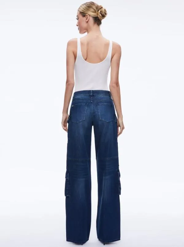 Pants Women Alice Olivia CAY BAGGY CARGO JEANS Love Train