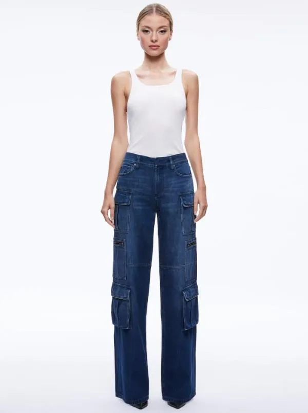 Pants Women Alice Olivia CAY BAGGY CARGO JEANS Love Train