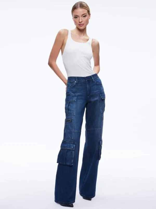 Pants Women Alice Olivia CAY BAGGY CARGO JEANS Love Train