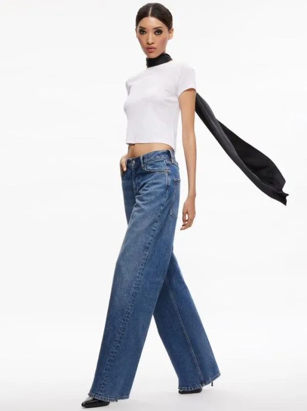 Pants Women Alice Olivia ERNIE LOW RISE BUCKLE BACK JEAN Avery Blue