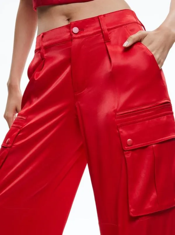 Pants Women Alice Olivia JOETTE LOW RISE CARGO PANT Perfect Ruby