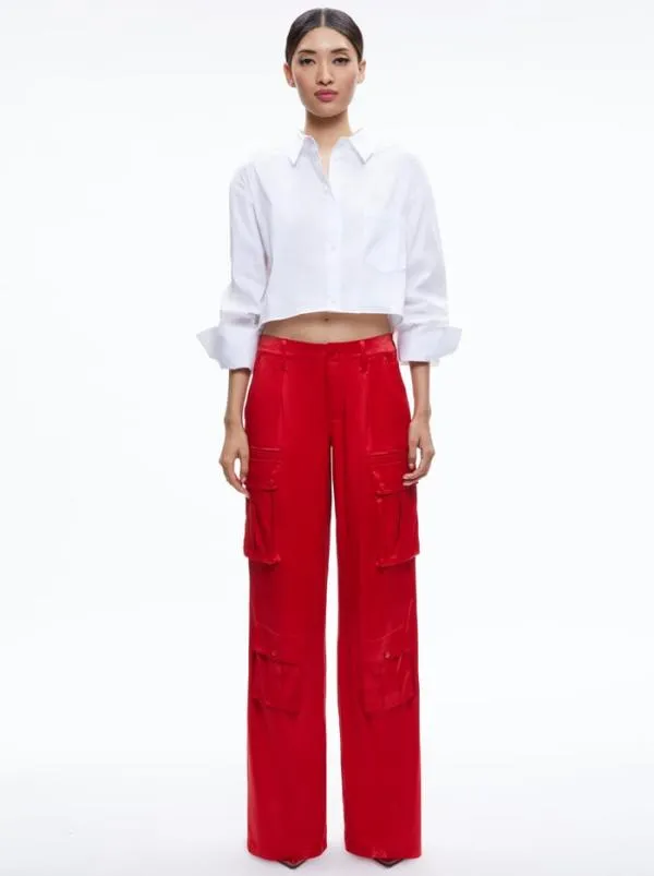 Pants Women Alice Olivia JOETTE LOW RISE CARGO PANT Perfect Ruby