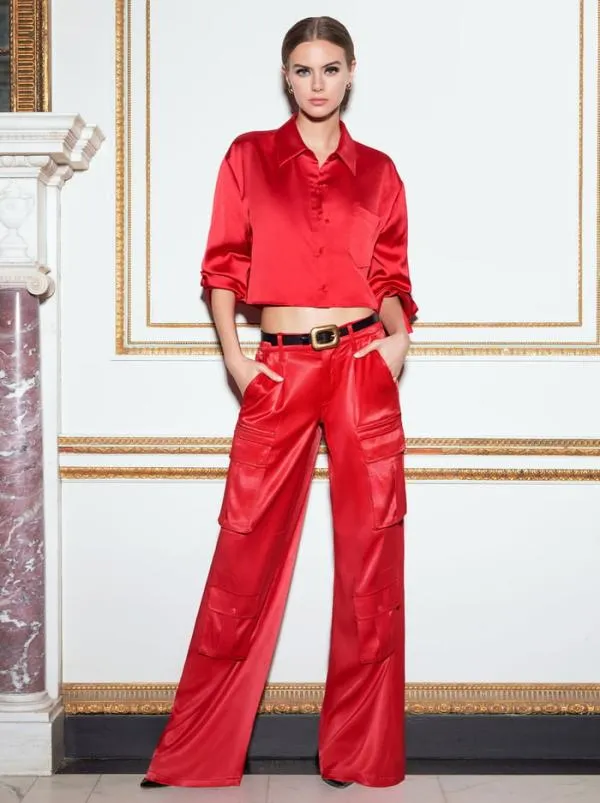 Pants Women Alice Olivia JOETTE LOW RISE CARGO PANT Perfect Ruby