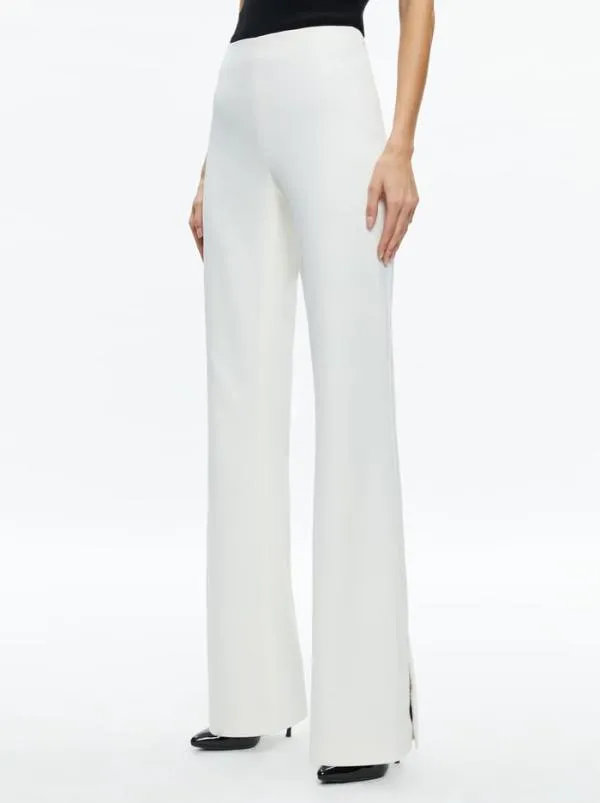 Pants Women Alice Olivia LARA SIDE SLIT PANT Ecru