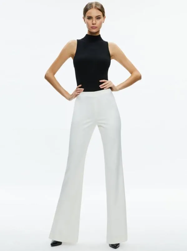 Pants Women Alice Olivia LARA SIDE SLIT PANT Ecru