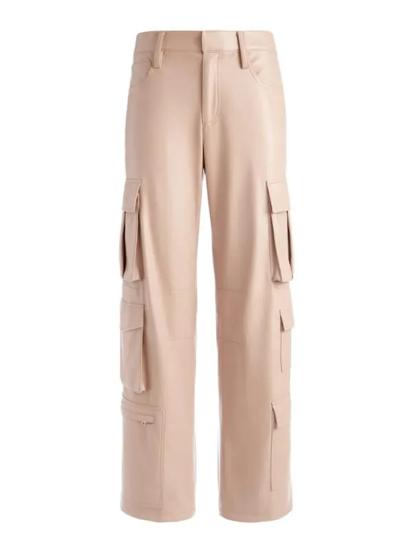 Pants Women Alice Olivia LUIS VEGAN LEATHER CARGO PANT Almond