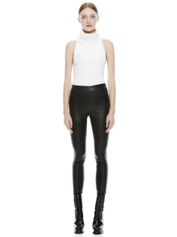Pants Women Alice Olivia MADDOX SIDE ZIP LEATHER LEGGING Black