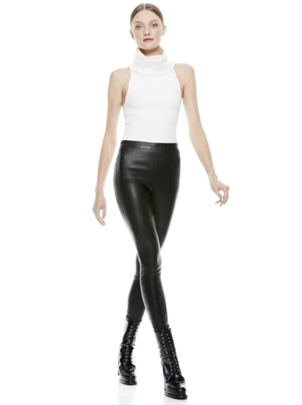 Pants Women Alice Olivia MADDOX SIDE ZIP LEATHER LEGGING Black
