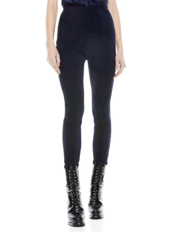 Pants Women Alice Olivia MADDOX SIDE ZIP SUEDE LEGGING Navy