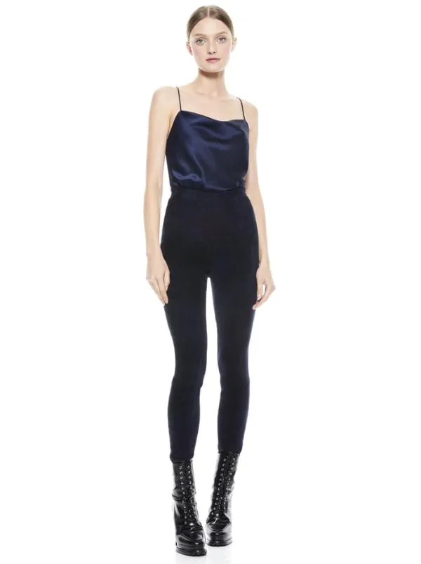 Pants Women Alice Olivia MADDOX SIDE ZIP SUEDE LEGGING Navy