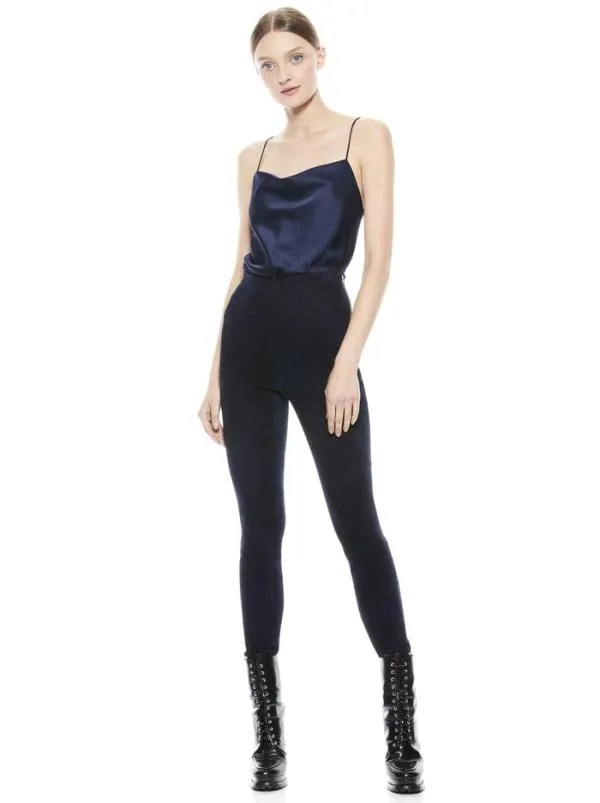Pants Women Alice Olivia MADDOX SIDE ZIP SUEDE LEGGING Navy