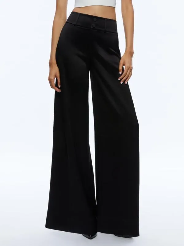 Pants Women Alice Olivia MAME HIGH RISE WIDE LEG PANT Black