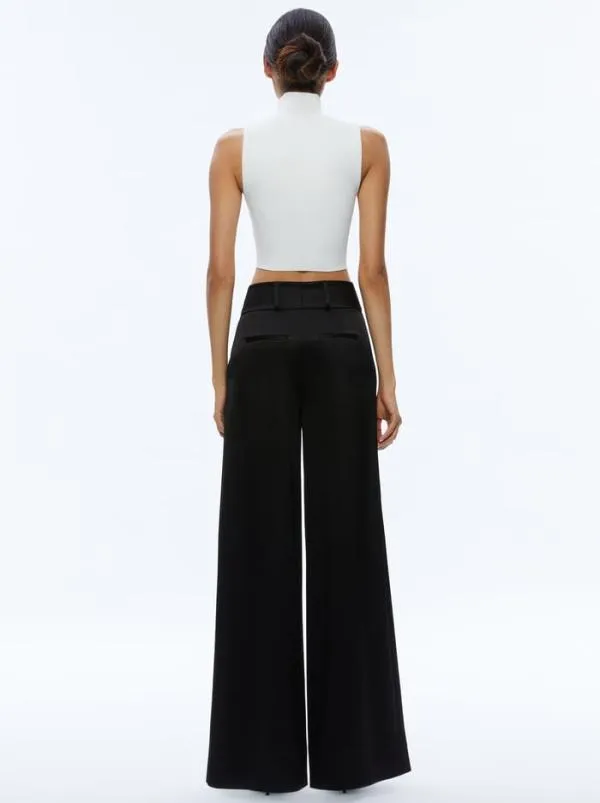 Pants Women Alice Olivia MAME HIGH RISE WIDE LEG PANT Black