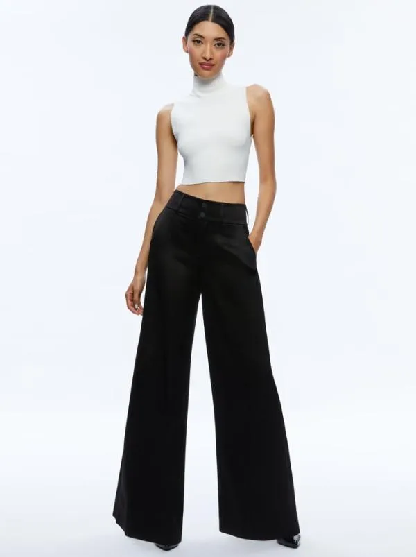 Pants Women Alice Olivia MAME HIGH RISE WIDE LEG PANT Black
