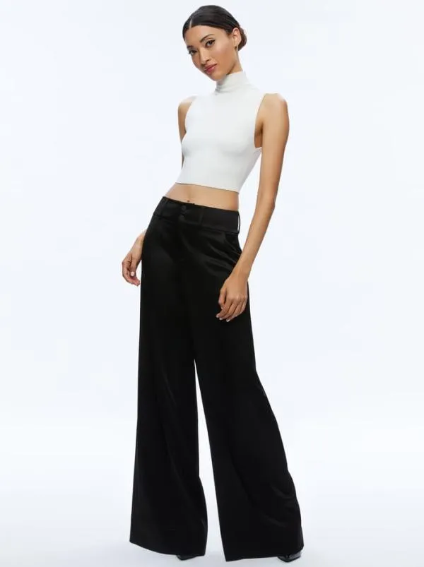 Pants Women Alice Olivia MAME HIGH RISE WIDE LEG PANT Black
