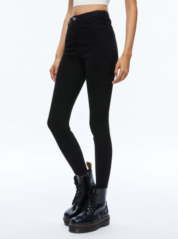 Pants Women Alice Olivia MIKAH SINGLE BUTTON SUEDE PANT Black