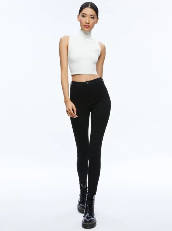 Pants Women Alice Olivia MIKAH SINGLE BUTTON SUEDE PANT Black