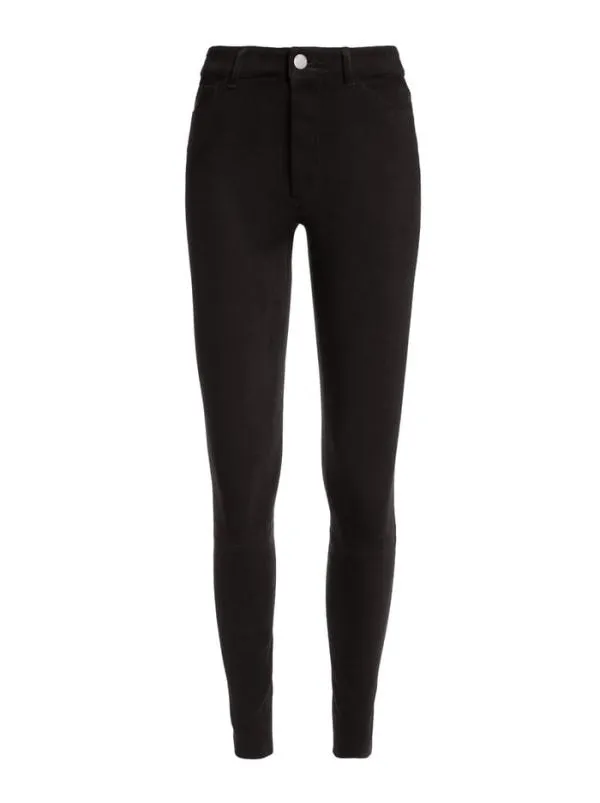 Pants Women Alice Olivia MIKAH SINGLE BUTTON SUEDE PANT Black