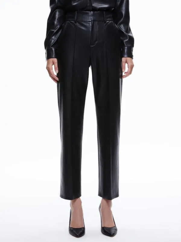 Pants Women Alice Olivia MING VEGAN LEATHER ANKLE PANT Black