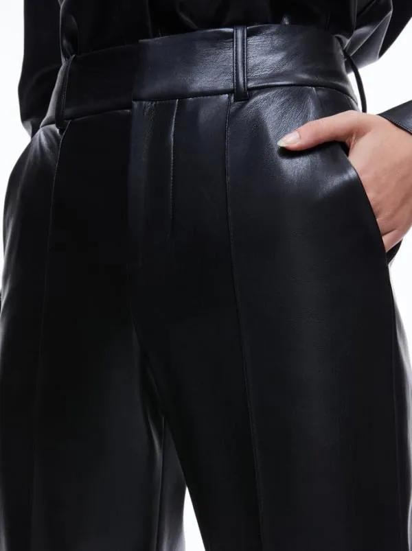 Pants Women Alice Olivia MING VEGAN LEATHER ANKLE PANT Black