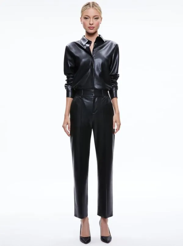 Pants Women Alice Olivia MING VEGAN LEATHER ANKLE PANT Black