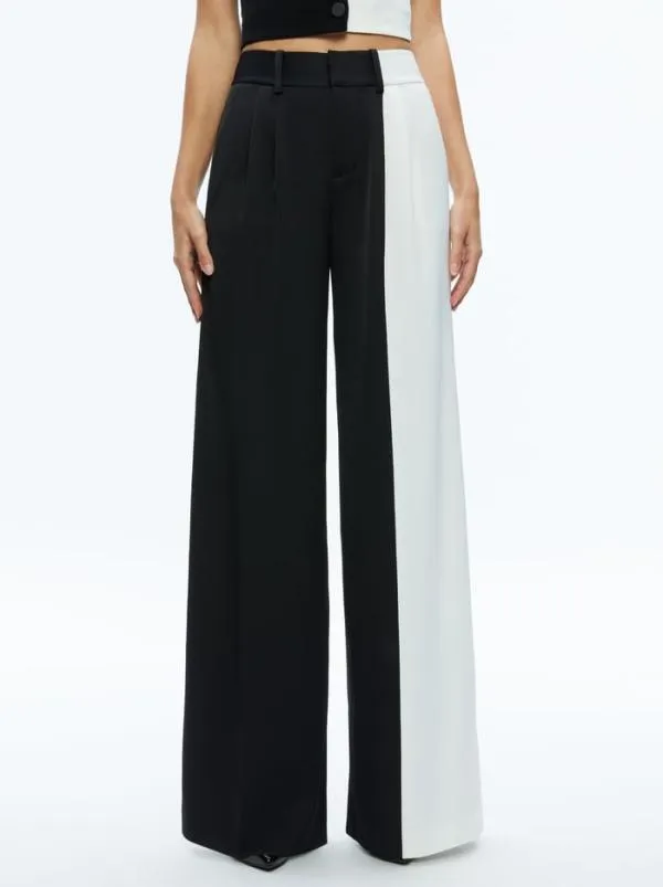 Pants Women Alice Olivia POMPEY COLOR BLOCK PANT Blackoff White