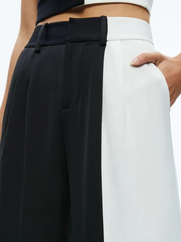 Pants Women Alice Olivia POMPEY COLOR BLOCK PANT Blackoff White