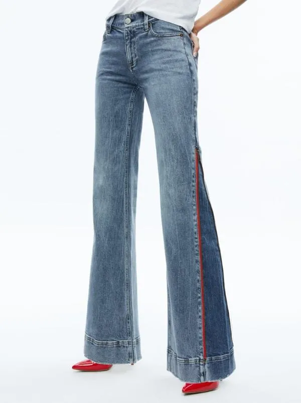 Pants Women Alice Olivia REY SIDE ZIPPER WIDE LEG JEAN Sadie Lt Vint Bluebrt Ruby Pants Women Alice Olivia REY SIDE ZIPPER WIDE LEG JEAN Sadie Lt Vint Bluebrt Ruby