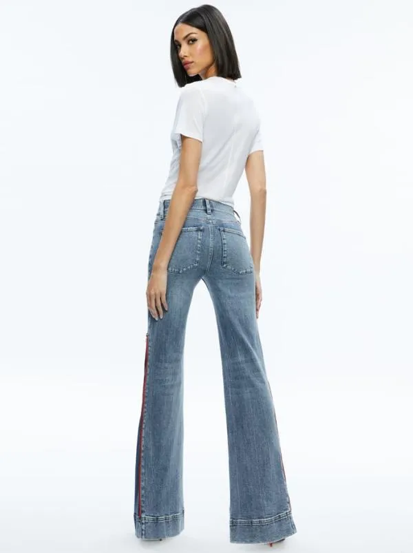 Pants Women Alice Olivia REY SIDE ZIPPER WIDE LEG JEAN Sadie Lt Vint Bluebrt Ruby