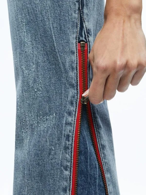 Pants Women Alice Olivia REY SIDE ZIPPER WIDE LEG JEAN Sadie Lt Vint Bluebrt Ruby