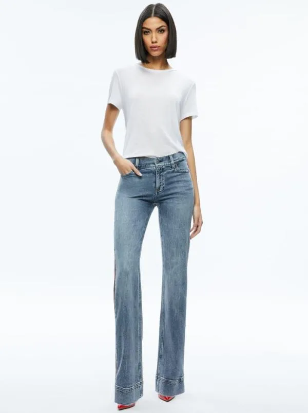 Pants Women Alice Olivia REY SIDE ZIPPER WIDE LEG JEAN Sadie Lt Vint Bluebrt Ruby