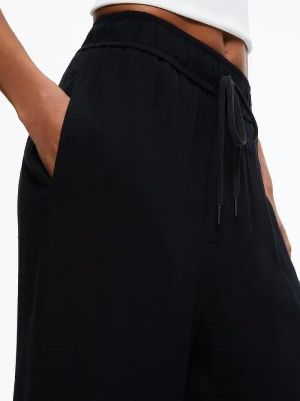 Pants Women Alice Olivia SAVETTA HIGH WAISTED WIDE LEG SIDE SLIT PANT Black