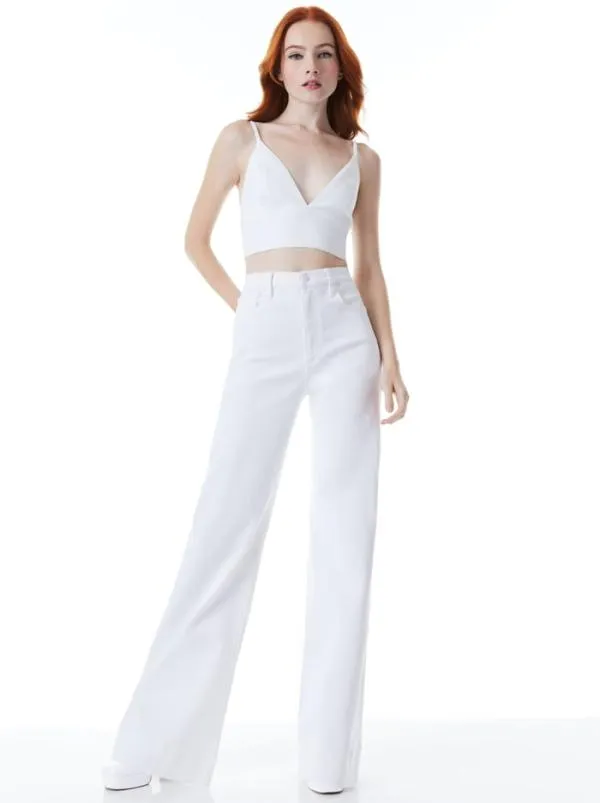 Pants Women Alice Olivia SOFIA HIGH RISE BOYFRIEND JEAN White