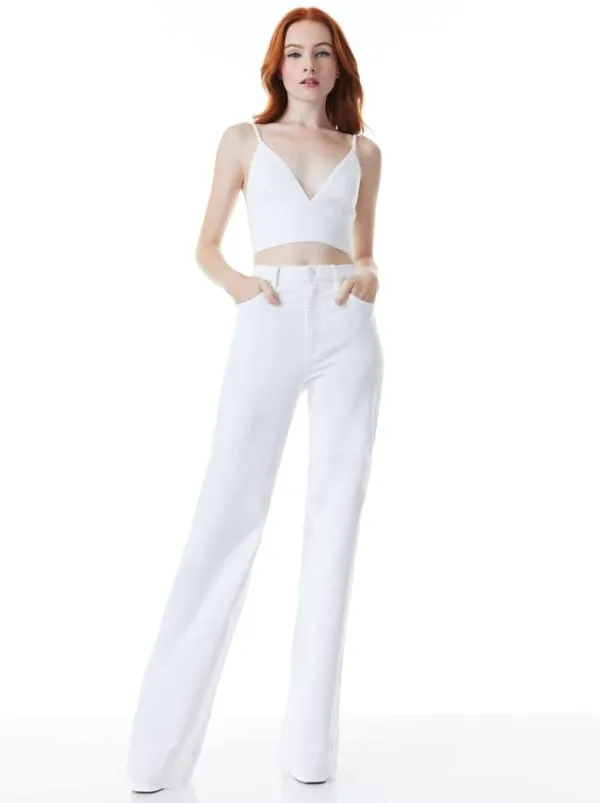 Pants Women Alice Olivia SOFIA HIGH RISE BOYFRIEND JEAN White