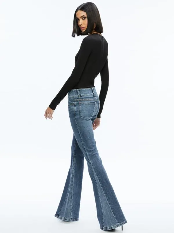 Pants Women Alice Olivia STACEY GODET BELL FLARE JEAN True Blues Dark