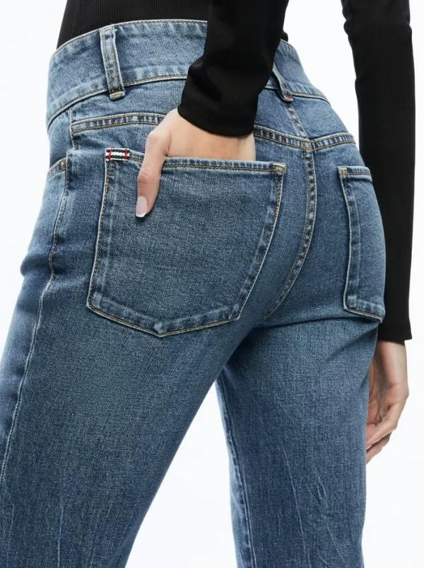Pants Women Alice Olivia STACEY GODET BELL FLARE JEAN True Blues Dark
