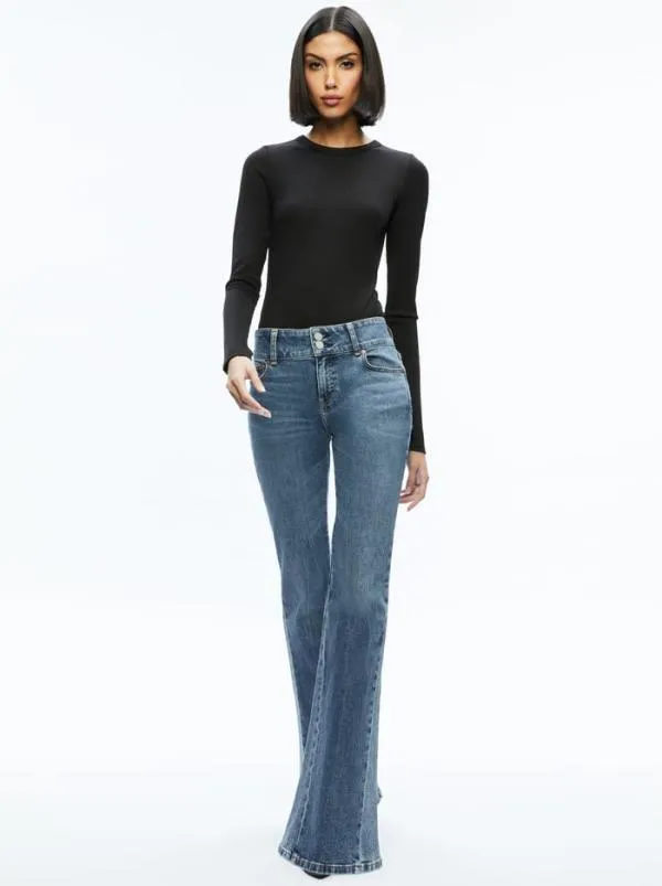 Pants Women Alice Olivia STACEY GODET BELL FLARE JEAN True Blues Dark