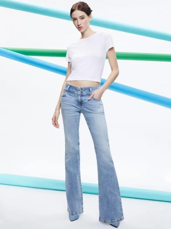 Pants Women Alice Olivia STACEY LOW RISE BELL BOTTOM JEAN Bay Blue