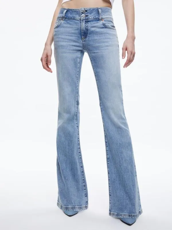 Pants Women Alice Olivia STACEY LOW RISE BELL BOTTOM JEAN Bay Blue