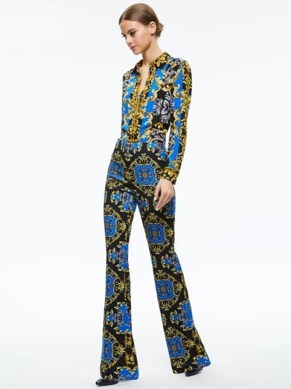 Pants Women Alice Olivia TEENY FIT FLARE BOOTCUT PANT Regal Romance Sapphire