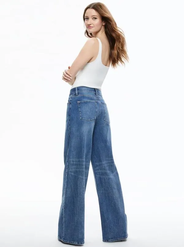 Pants Women Alice Olivia TRISH MID RISE BAGGY JEAN Brooklyn Blue