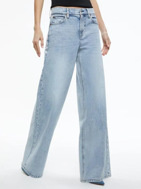 Pants Women Alice Olivia TRISH MID RISE BAGGY JEAN Rockstar Blue