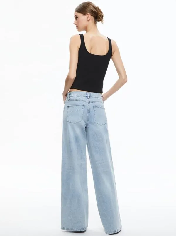 Pants Women Alice Olivia TRISH MID RISE BAGGY JEAN Rockstar Blue