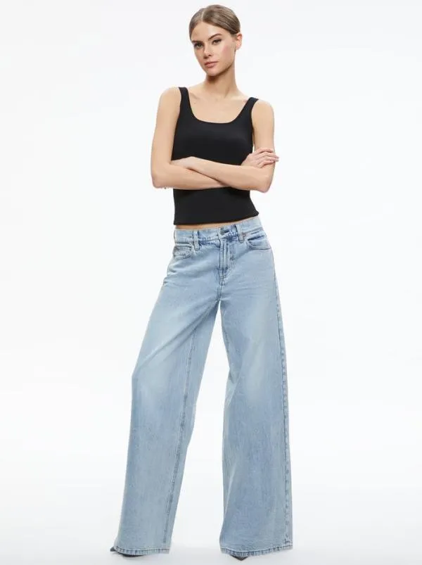 Pants Women Alice Olivia TRISH MID RISE BAGGY JEAN Rockstar Blue