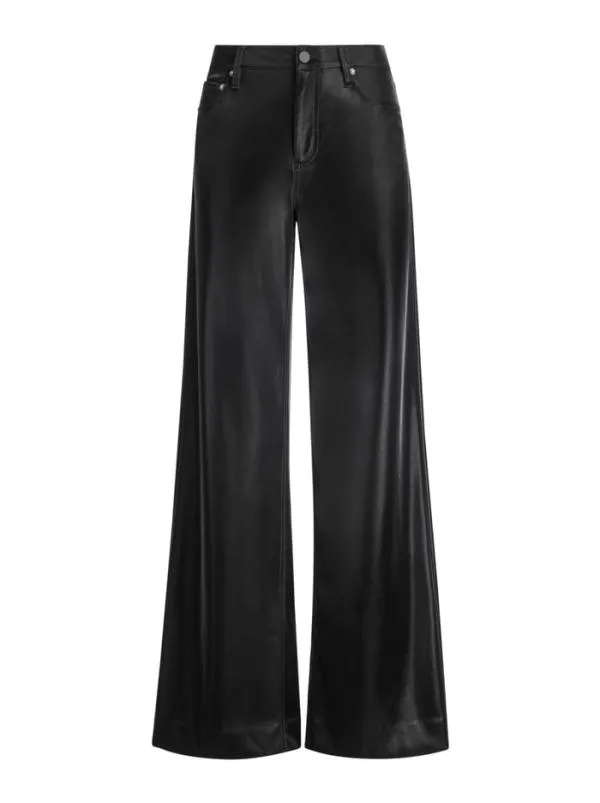 Pants Women Alice Olivia TRISH SHINY VEGAN LEATHER BAGGY PANT Black