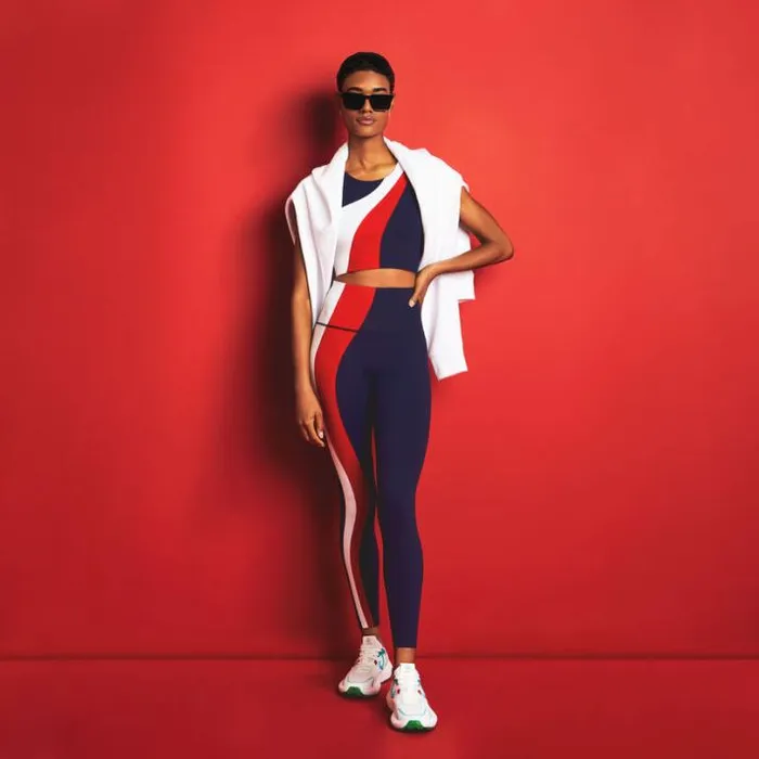 Pants Women GFORE SOFT TECH OPS TRI STRIPE HIGH RISE 78 LEGGING Patriot Navy