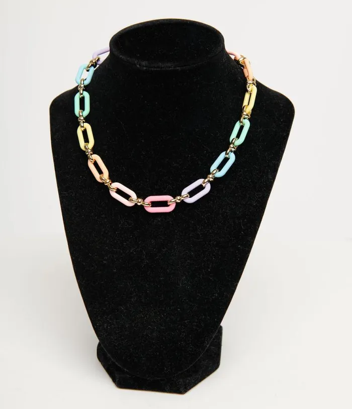 Pastel Rainbow Chain Necklace Accessories Unique Vintage Necklaces