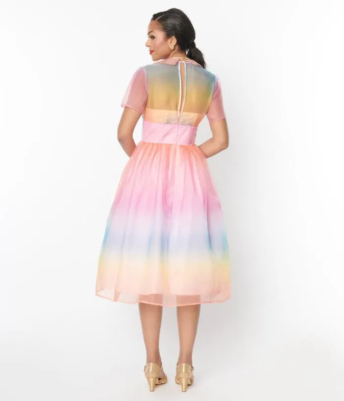 Pastel Rainbow Ombre Libby Swing Dress Dresses Unique Vintage Swing
