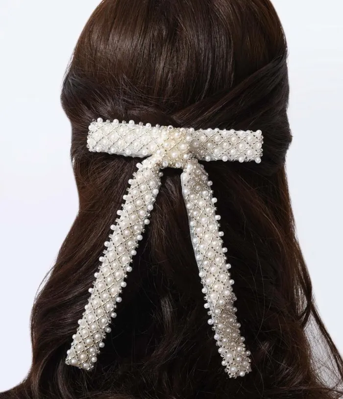 Pearl Bow Barrette Accessories Unique Vintage Hair Clips