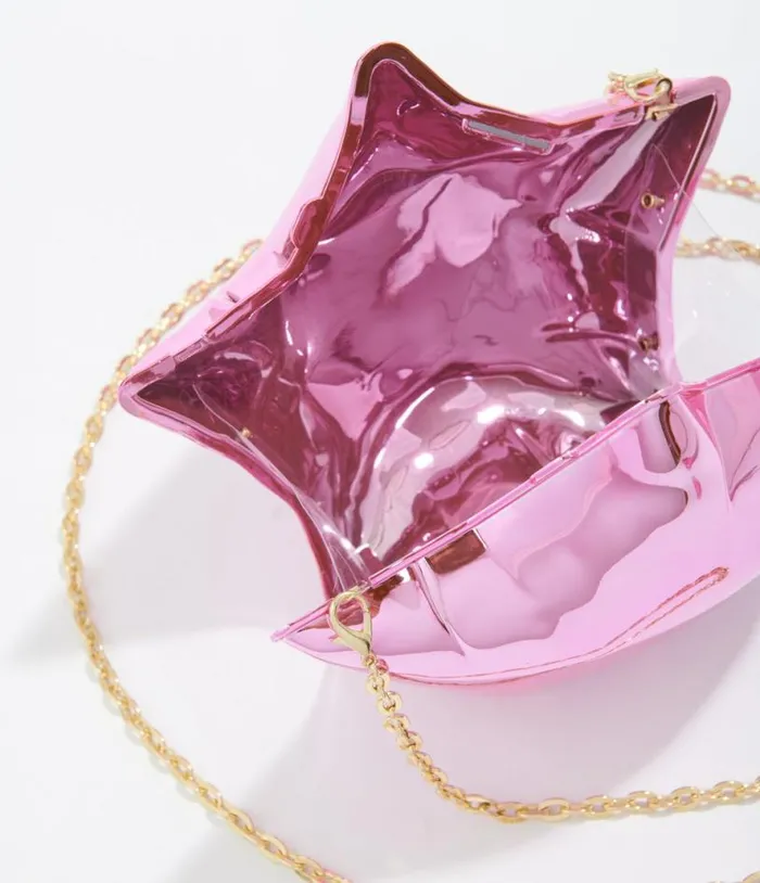 Pink Acrylic Star Shaped Balloon Crossbody Bag Accessories Unique Vintage Novelty Bags